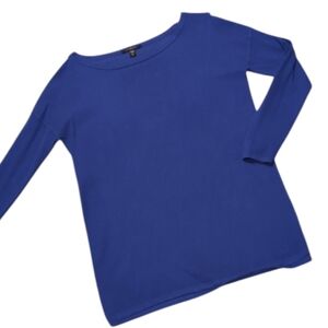 Cyrus Women's Boat Neck Long Sweater Blue Size Small